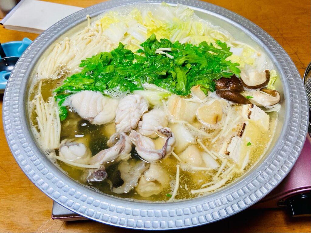 あんこうとうどんだしの寄せ鍋