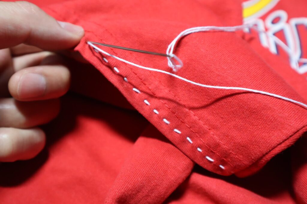 Tシャツを刺し子で野球ユニフォームっぽくする方法・アイデア