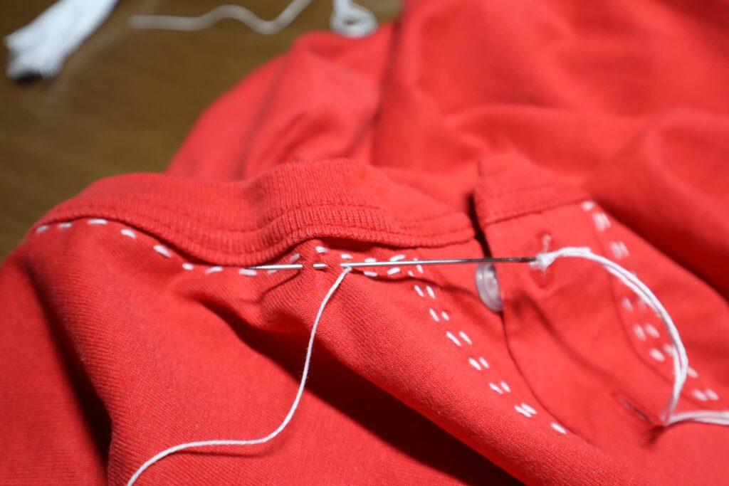 Tシャツを刺し子で野球ユニフォームっぽくする方法・アイデア